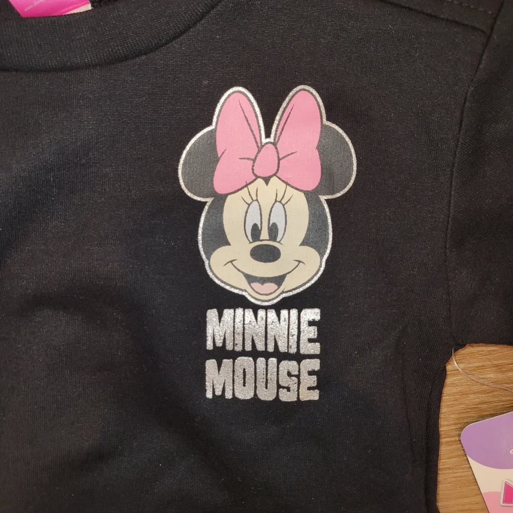 Disney Junior Minnie Mouse 2T Girls 2-Piece Crew Neck Sweater Metallic Pants New